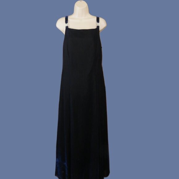 Betsy & Adam by Jaslene Metallic Navy Blue Lined Maxi Sleeveless Size 14W - Picture 1 of 9
